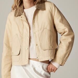 J Crew Women's Short Barn Jacket English Ripstop Cotton Small Coastal Khaki